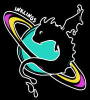 Ink dragon next to a ringed planet